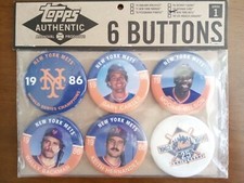 Topps Authentic 1986 MLB NY METS Player Pinback Buttons-MINT-Hernandez, Carter+4