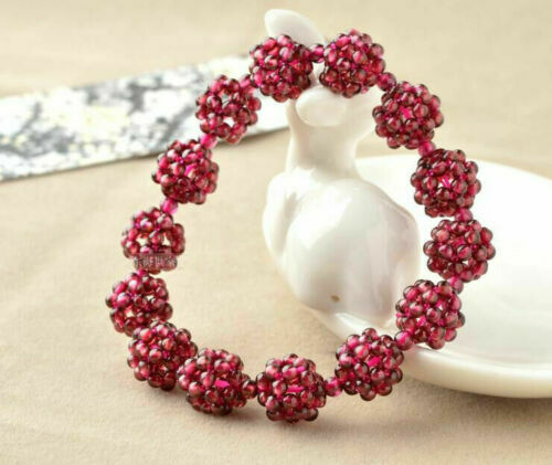 Brazalete elástico de 12 mm Vino Genuino Granate Rojo Cuentas Transparentes - Imagen 4 de 8