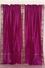Indo Violet red Rod Pocket Sari Sheer Curtain 43 in. x 84 in. - Piece