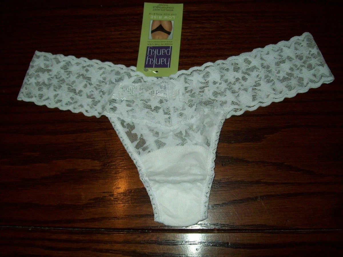 NWT HANKY PANKY LOW RISE STRETCH LACE THONG PANTIES WHIT STARS