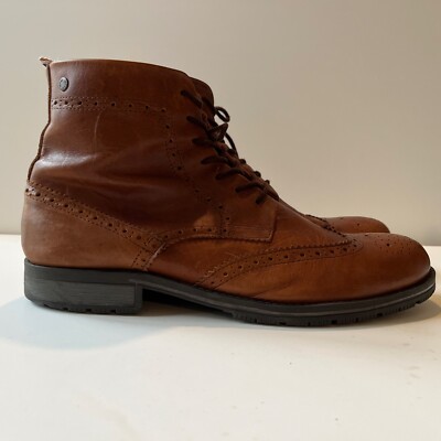 Jack and Jones Boots Men's 12 Lace-up Zip Up Ankle Boots Brown. Hand Made.