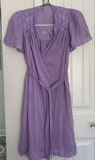 Vintage Petite Small Purple Miss Elaine Silky Nightgown and Robe set