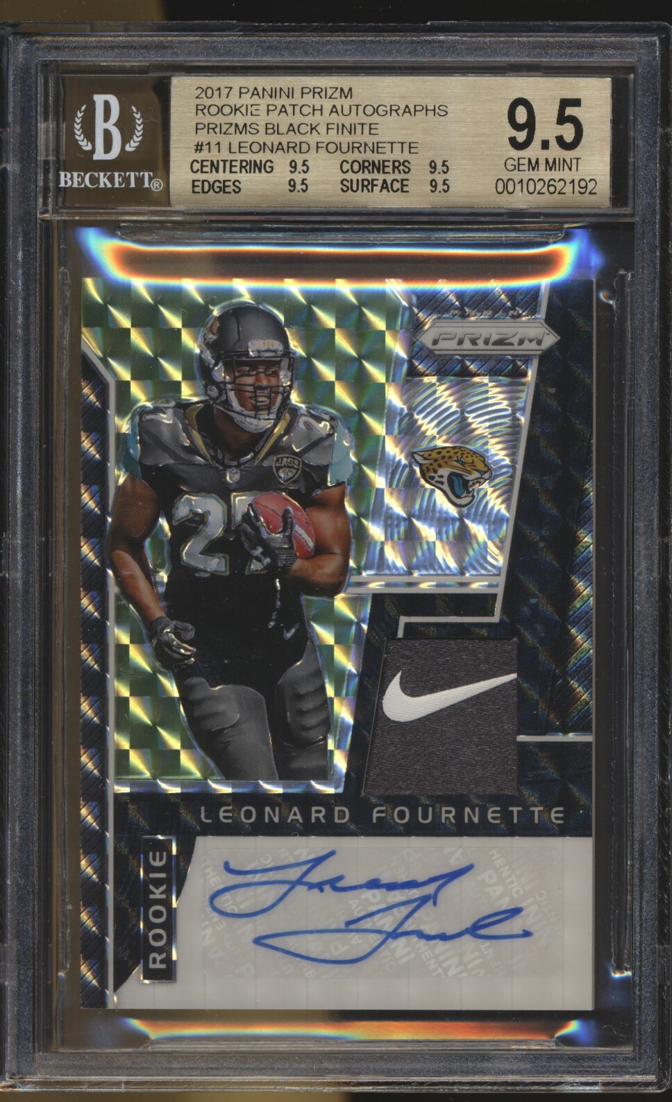 Leonard Fournette Panini Prizm Rookie Patch Autograph Prizm #LF Black Finite