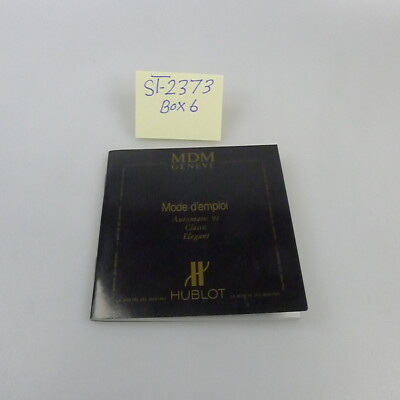Hublot Vintage Instructions Manual Booklet