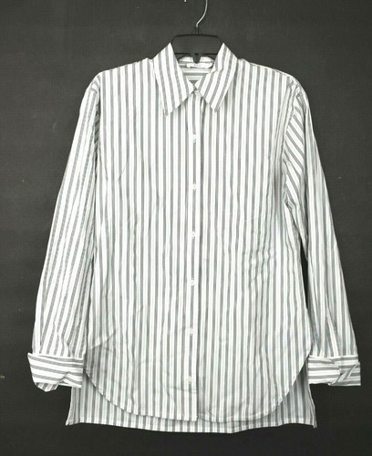 ALC Womens Wharton Striped Poplin Shirt Spread Collar Long Sleeve Front Button 4