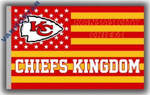 Kansas City Chiefs KINGDOM football stars drapeau mémorable 90 x 150 cm 3 x 5 pieds bannière - Photo 1 sur 6