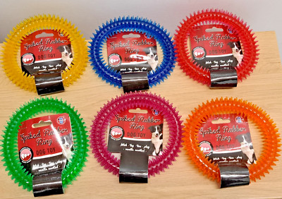 Bow Wow Pet dog chew toys Spiked Rubber Ring Vanilla Scented Puppy toy catch NEW