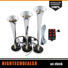 Trumpet Chrome Plated Musical Loudest 3 Train Air Horn 6 Tune With Wired Remote Trumpet Chrome Plated Musical Loudest 3 Train Air Horn 6 Tune With Wired Remote
