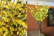 12 PACK 48" Long Stem Artificial Realistic Silk YELLOW Cherry Blossom Flowers