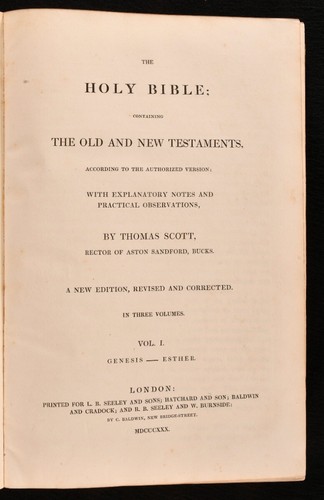 1830 3vols The Holy Bible Old and New Testaments Thomas Scott - Picture 3 of 9