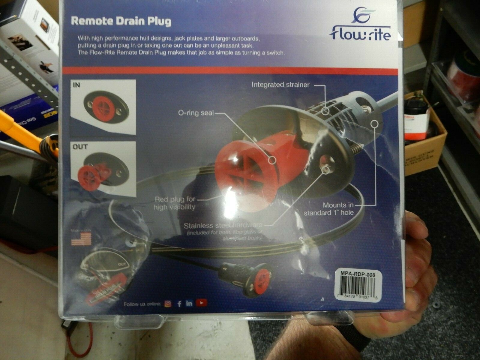 FlowRite Remote Drain Plug 8 foot cable USED ON SKEETER VEXUS RANGER