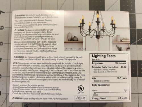 New Vintage Amber Glass Bulbs – 4-Pack LED B10 Candelabra Base 40 Watt Equivalen - Picture 2 of 7