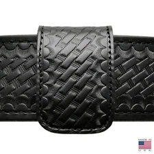 Perfect Fit Double Wide Belt Keeper Hidden Snap Basketweave Genuine Leather USA