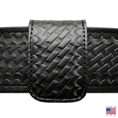 Perfect Fit Double Wide Belt Keeper Hidden Snap Basketweave Genuine Leather USA