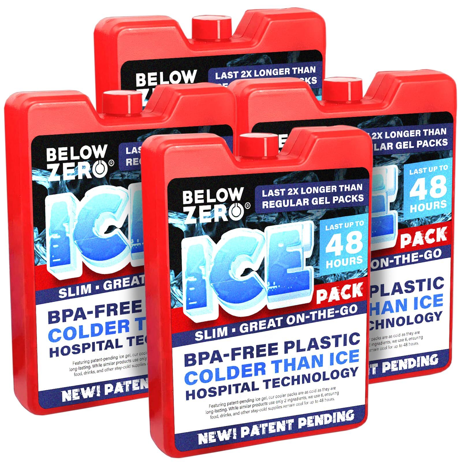 Red Plastic Ice Packs (Large 4 Pack)