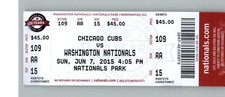 Chicago Cubs vs Washington Nationals 6/7/2015 Full Ticket - Ian Desmond HR