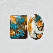 2 Pcs Lot 34.10 Cts Natural Oyster Copper Turquoise Cabochon Gemstone