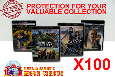 100x 4K UHD WITHOUT SLIPCOVER (SIZE 4K1) - CLEAR PLASTIC BOX PROTECTOR SLEEVE