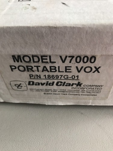 David Clark V7000 PortableVOX - PN# 18697G-01 - New In The Box - Picture 5 of 6