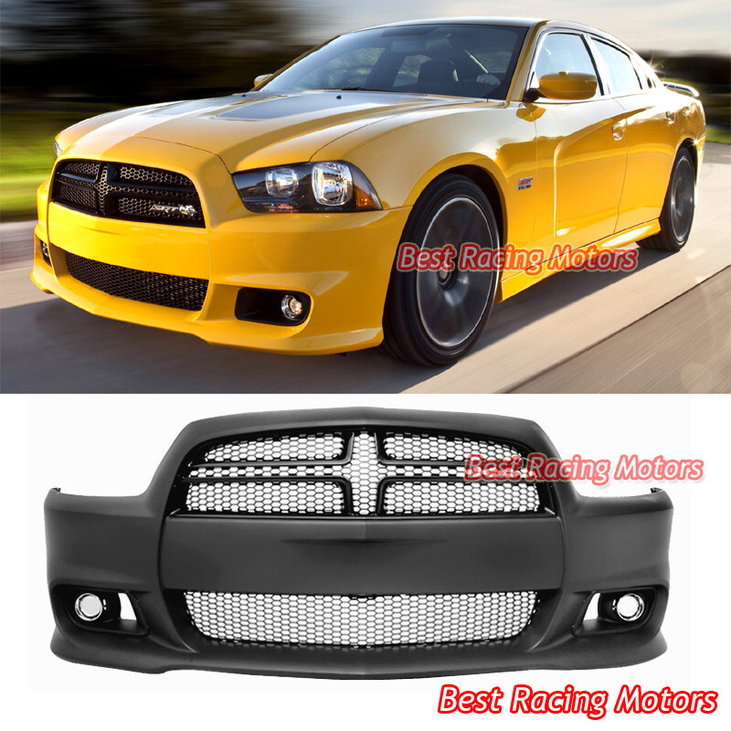 For 2011-2014 Dodge Charger SRT-8 Style Front Bumper Cover (PP) + Fog Covers