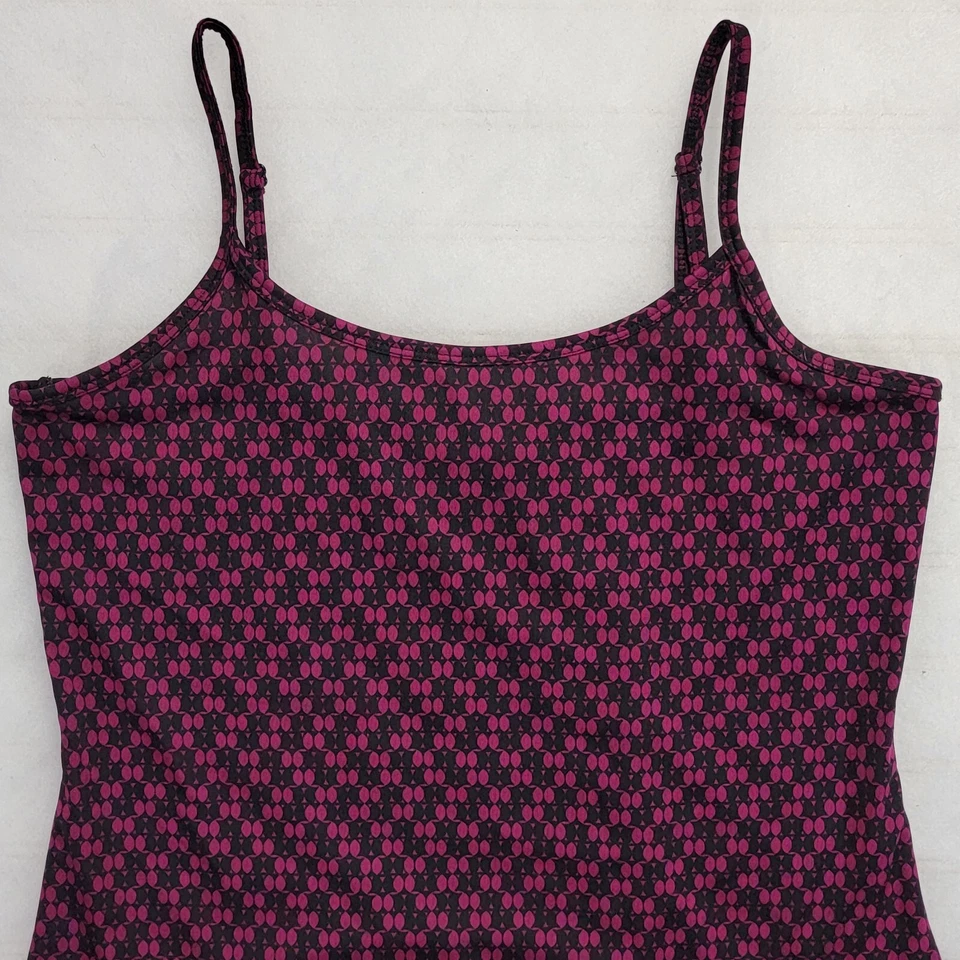 Fashion Bug Women's Spaghetti Strap Tank Top Size M Purple Black Geometric Fun Foto 2 de 4