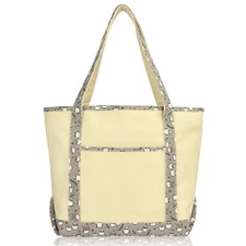 DALIX Owl Tote Shoulder Bag Natural Cotton Canvas