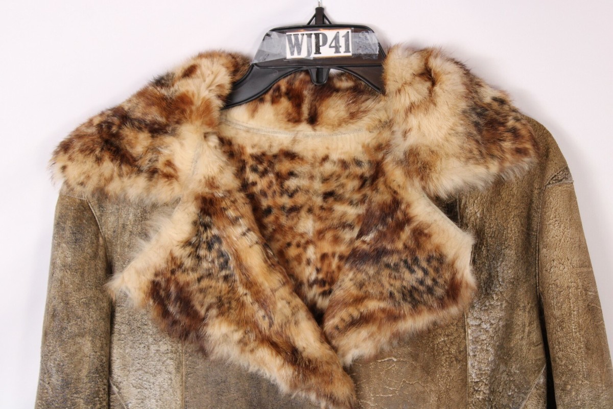 SUED MOD GENUINE ANIMAL PRINT DYED RABBIT FUR TANNED LEATHER