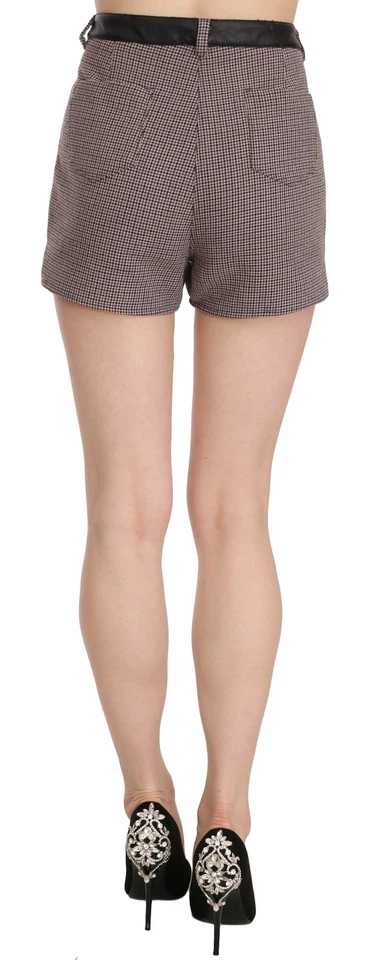 C'N'C COSTUME NATIONAL Shorts Plaid Black Leather Waist Mini IT42/US8/M RRP $200 - Image 4 of 4