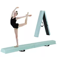 6' Green Balance Beam Extra Firm Vinyl Folding Gymnastics Beam W Handle For Home