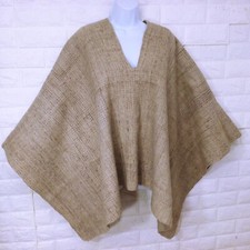 Vintage 80s Blanket Poncho Outerwear Knit Wrap Cape 50x53 Heavy Duty Thick Woven