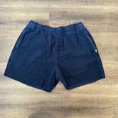 Birdwell Beach Britches Mens Navy Blue Corduroy Shorts Raw Hem Size M Surfer