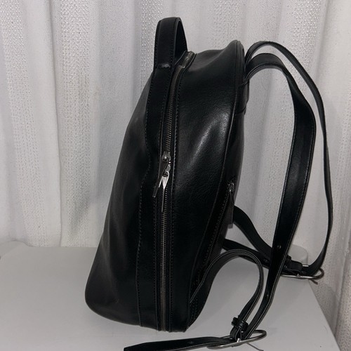Zaino per laptop vintage in pelle nera opaca e nat vegan cinghie regolabili - Foto 7 di 12