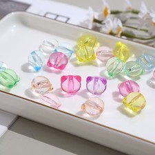 40pcs Mixed Color Transparent Acrylic 3D Cat Beads 13mm Charms Craft DIY