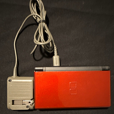 Nintendo DS Lite Crimson Red Black Handheld Console w/ OEM Charger Tested Works