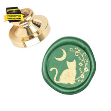 Wax Seal Stamp Head Cat Moon Sealing Wax Stamp Flower 25Mm Vintage Replacement B
