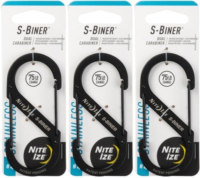 Nite Ize S-Biner Stainless Steel Dual Carabiner #4 - Black (3-Pack)