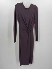 Pre-Owned Michael Kors Purple Size 6 Midi Long Sleeve Dress