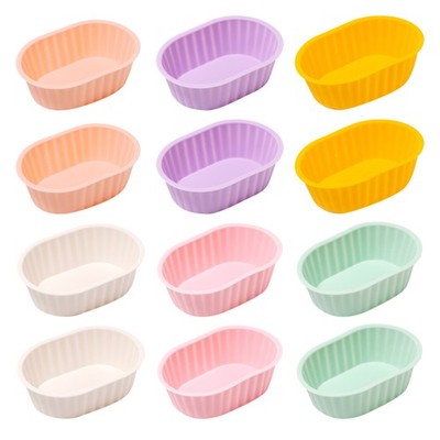 12 Pcs Silicone Baking Mold Tart Holder Meat Bakeware Bread Mould