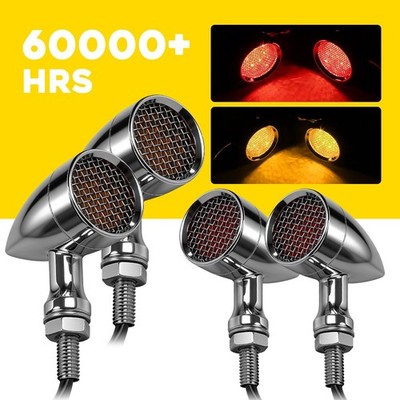 Motorcycle LED Turn Signal Blinker Lights 4X Amber Red For Harley Dyna Sportster