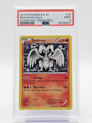 RESHIRAM 2013 POKEMON B&W LEGENDARY TREASURES HOLO RARE #28/113 PSA 9 Q7217