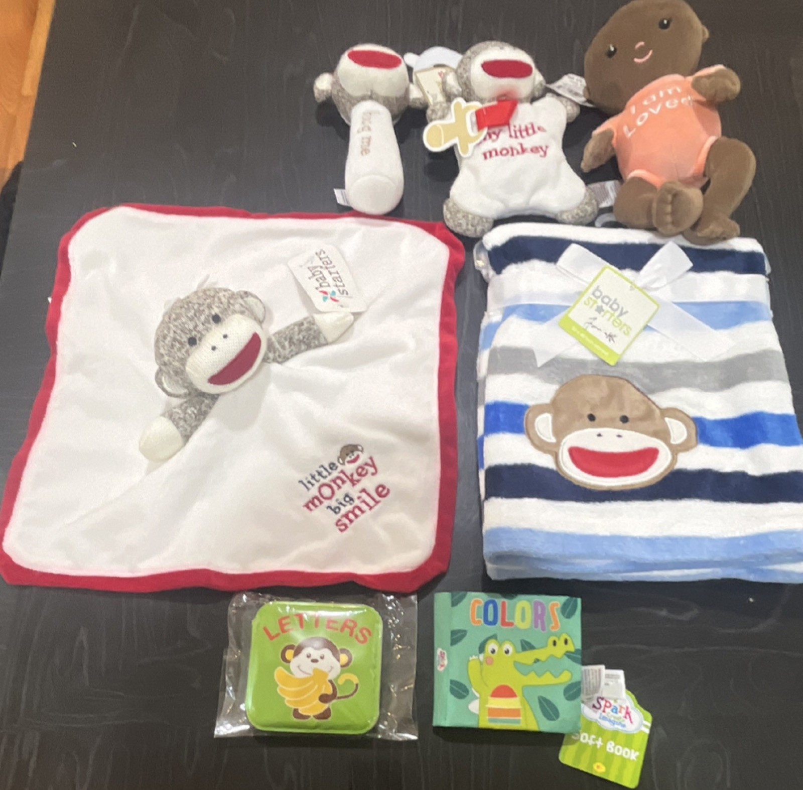 Baby Starters Monkey Crib Blanket Embroidered Multicolor 30x40in To Fit Crib