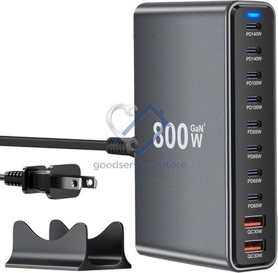 800W USB C Charger Block, 10 Port Fast USB Charging Station for Multi Devices US