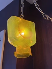 Blenko Hanging Light CITRINE 384 Water Bottle, Double Spout