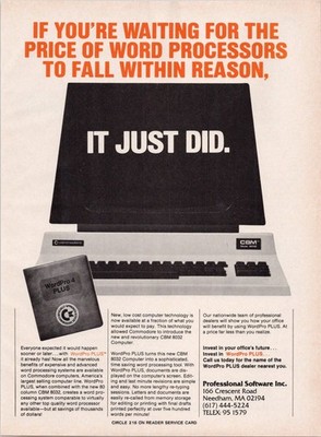 Commodore CBM 8032 WordPro 4 PLUS Vintage 1980s Computer Magazine Ad