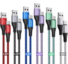 USB C Cable 6-Pack 3ft 3ft 3ft 6ft 6ft 10ft USB to USB C Braided Charger Cord