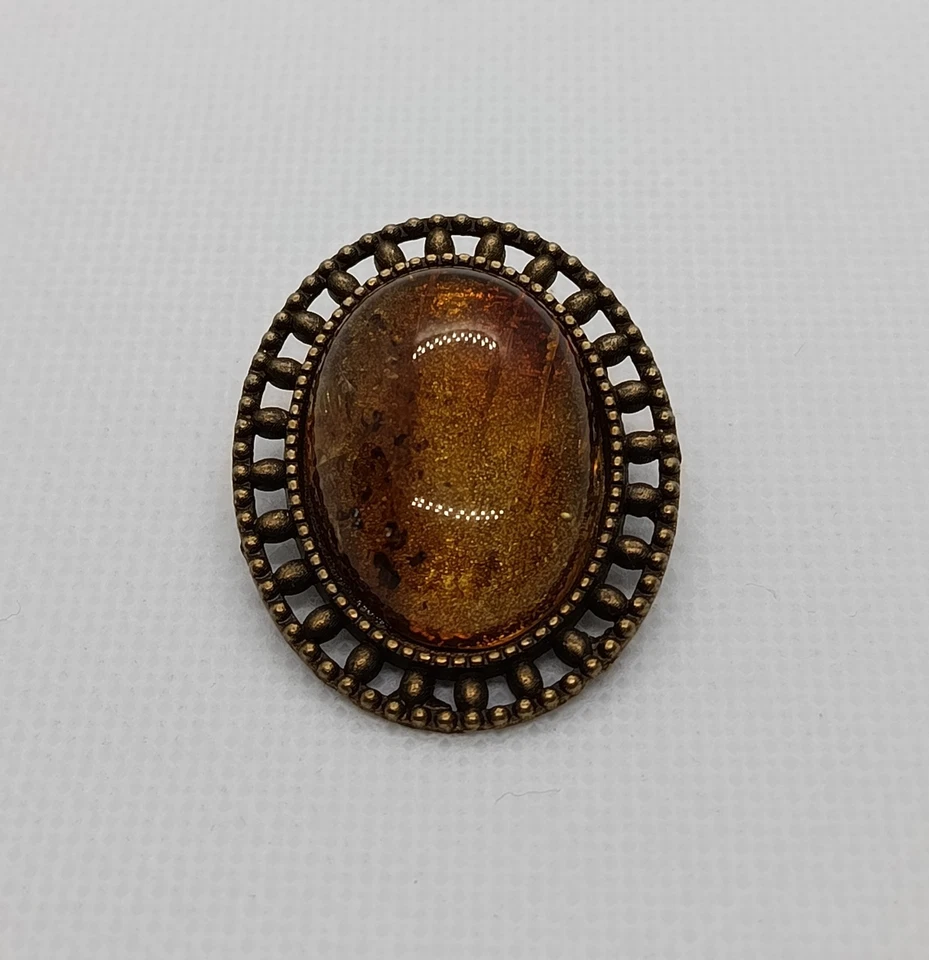 Broche prendedor bronce ámbar báltico genuino 5,9 g Foto 3 de 4