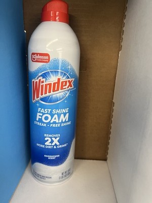  2 Windex Fast Shine Foam Glass Cleaner Rainshower Scent 19 oz 2-Pack