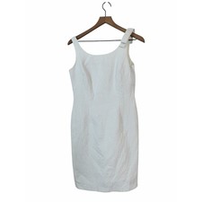 Vintage Tablots White Bow Accent Career Sheath Dress Size 6 Petite Classic Chic