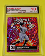 AARON JUDGE***2022 Donruss BOMB SQUAD**PINK FIRE--GEM Mint 10***YANKEES**MAD Dog
