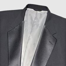 Vintage Christian Dior Monsieur Tuxedo Mens 46R Black Satin Notch Lapel USA MADE